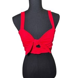 Red Knot Pin Up Style Crop Top Size Large